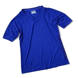 Columbia Omni-Shade‎ Womens V-Neck T-Shirt Blue Fish Graphic FL6131 Size L